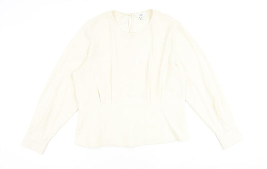 Marks and Spencer Womens Ivory Polyester Basic Blouse Size 18 Round Neck