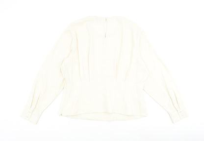 Marks & Spencer Womens Ivory Polyester Basic Blouse Size 18 Round Neck