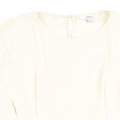 Marks & Spencer Womens Ivory Polyester Basic Blouse Size 18 Round Neck