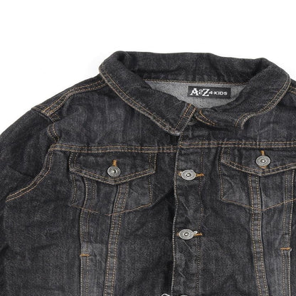 Close-up detail of a2z4 girls’ blue jacket, size 11-12, years button