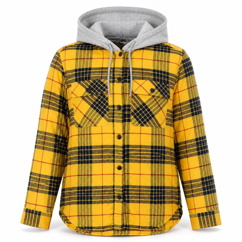 H&M Womens Yellow Check Jacket Size 8 Snap
