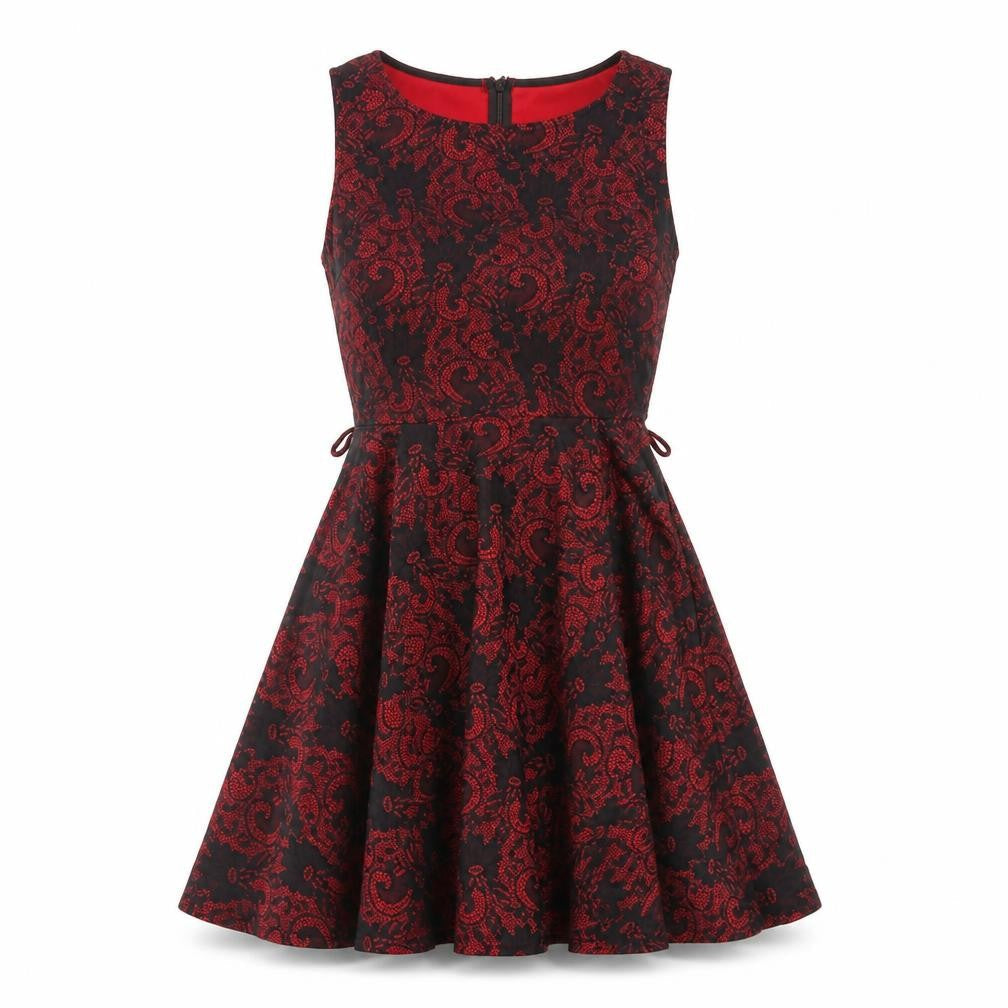 AX Paris Womens Red Polyester A-Line Size 10 Round Neck Zip