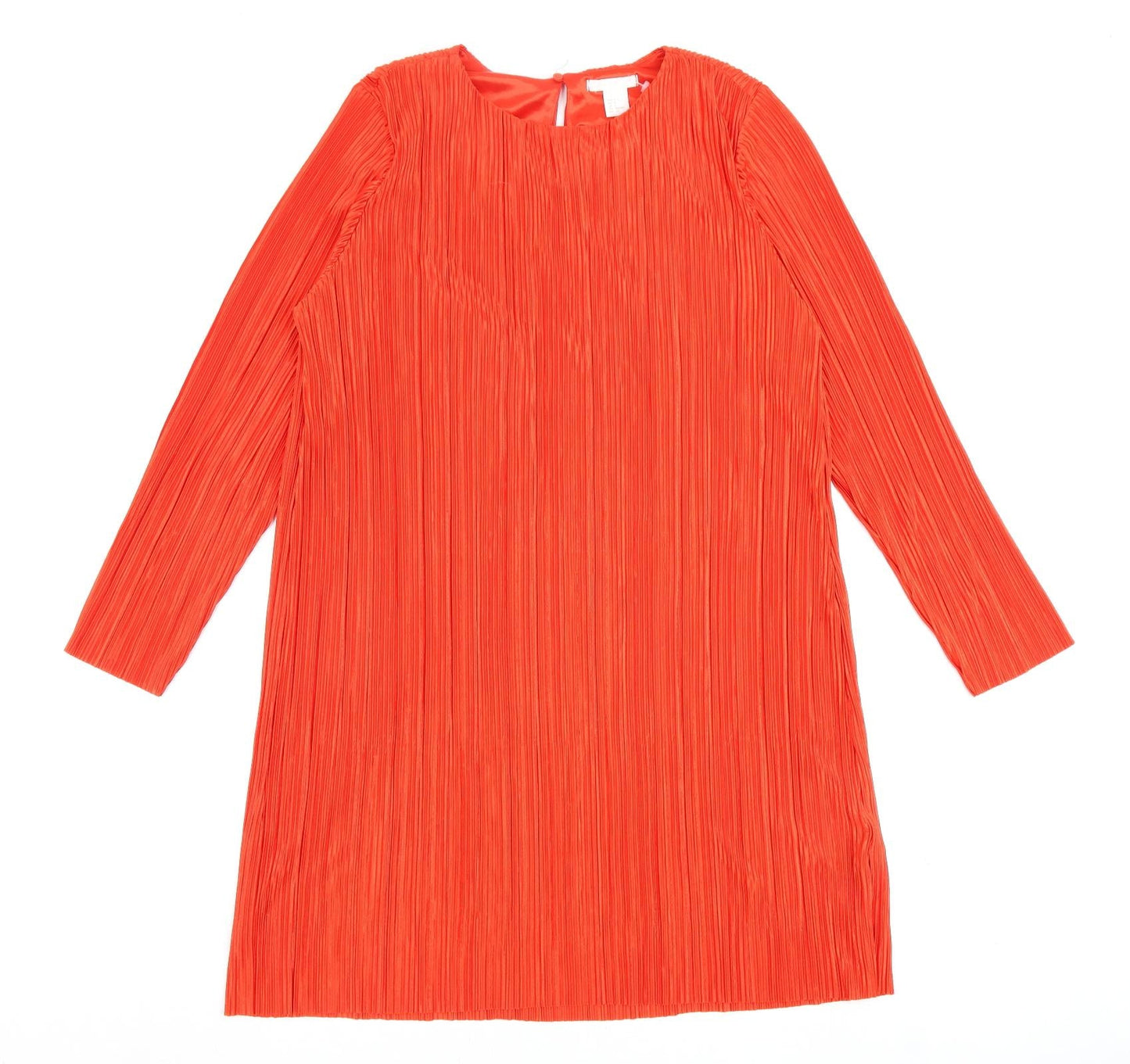 H&M Womens Red Polyester A-Line Size S Round Neck Button