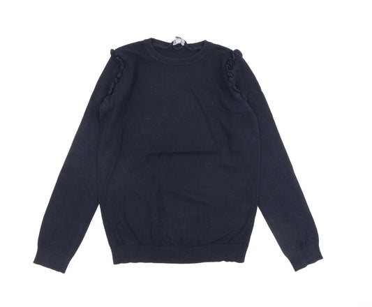 Dorothy Perkins Womens Blue Round Neck Cotton Pullover Jumper Size 8