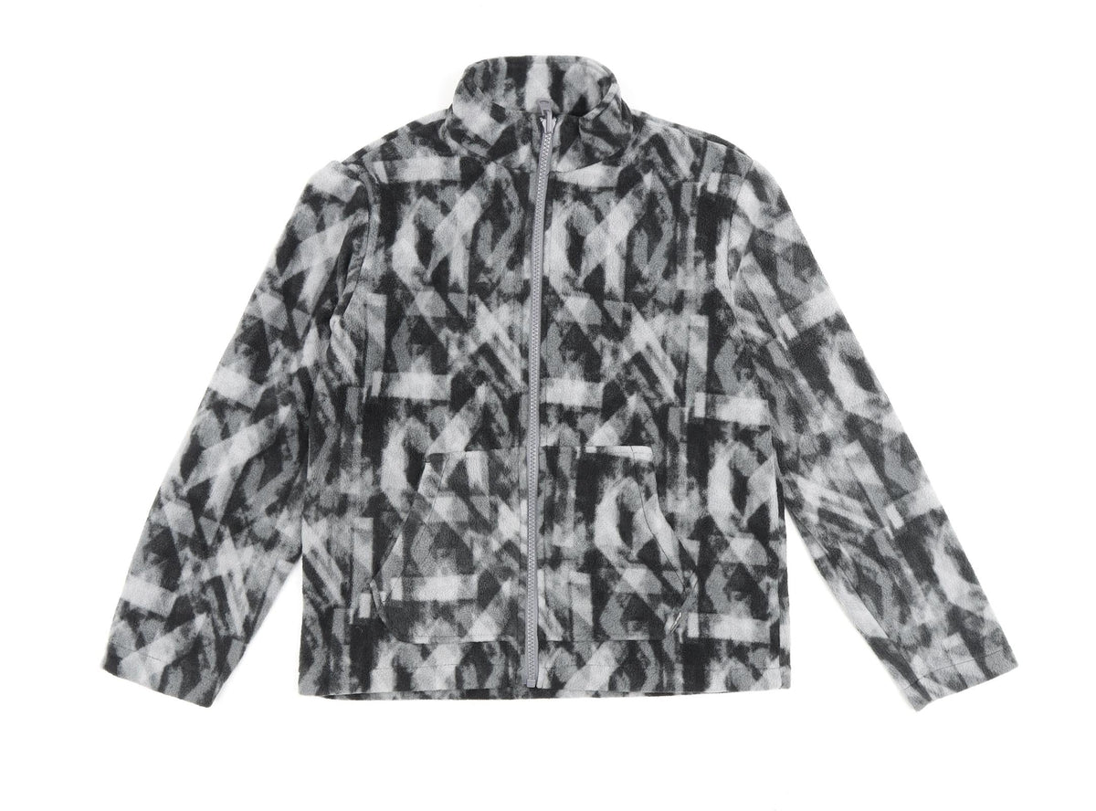 Additional front view of Eddie Bauer girls’ grey geometric jacket, size 10-11, years zip