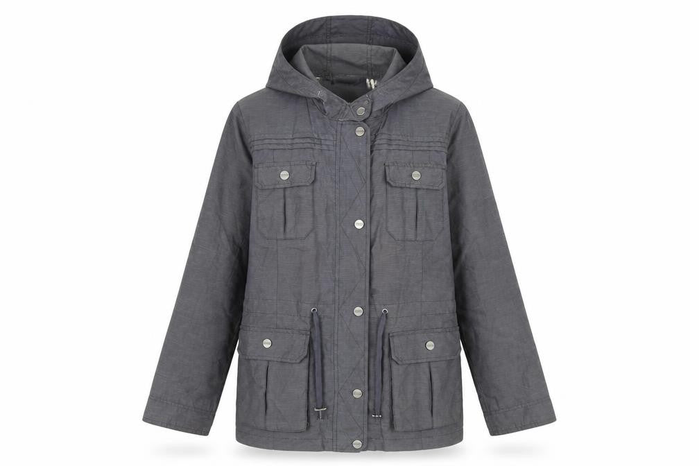 Per Una Womens Grey Rain Coat Coat Size 14 Snap