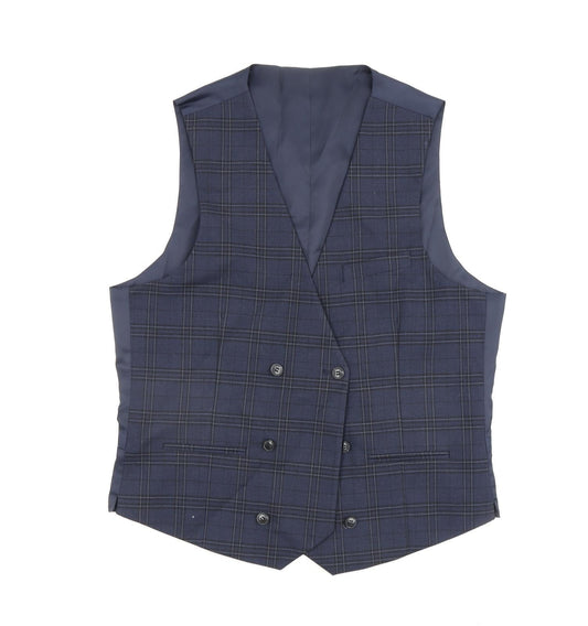 Marks and Spencer Mens Blue Check Polyester Jacket Blazer Size M Regular