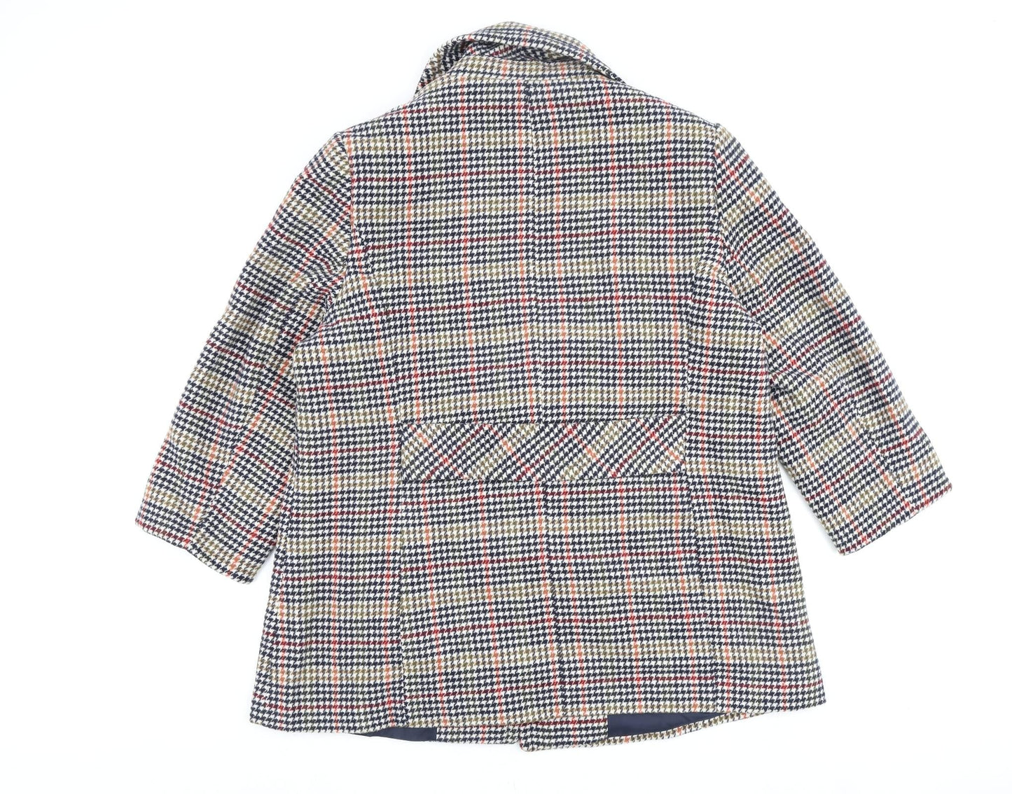 Debenhams Womens Multicoloured Check Overcoat Coat Size 18 Button