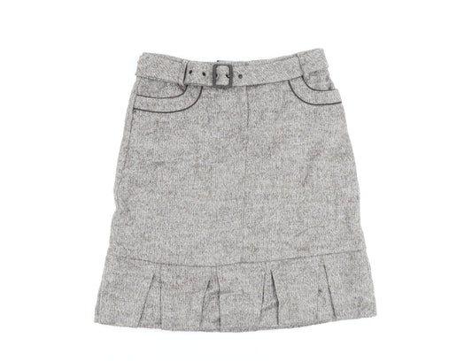 Mariella Roasti Womens Beige Acrylic A-Line Skirt Size 14 Buckle