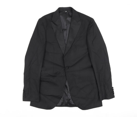 Marks and Spencer Mens Black Polyester Jacket Blazer Size 38 Regular