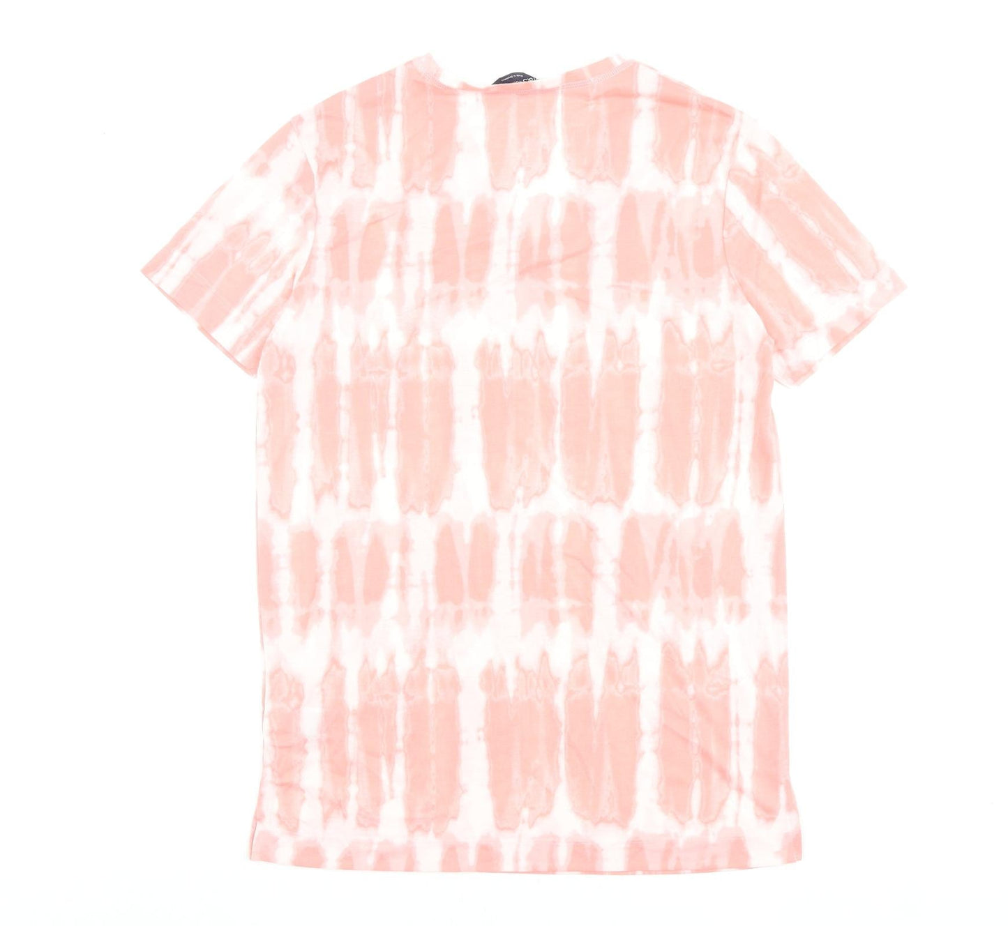 Marks and Spencer Womens Pink Geometric Polyester Basic T-Shirt Size 8 V-Neck