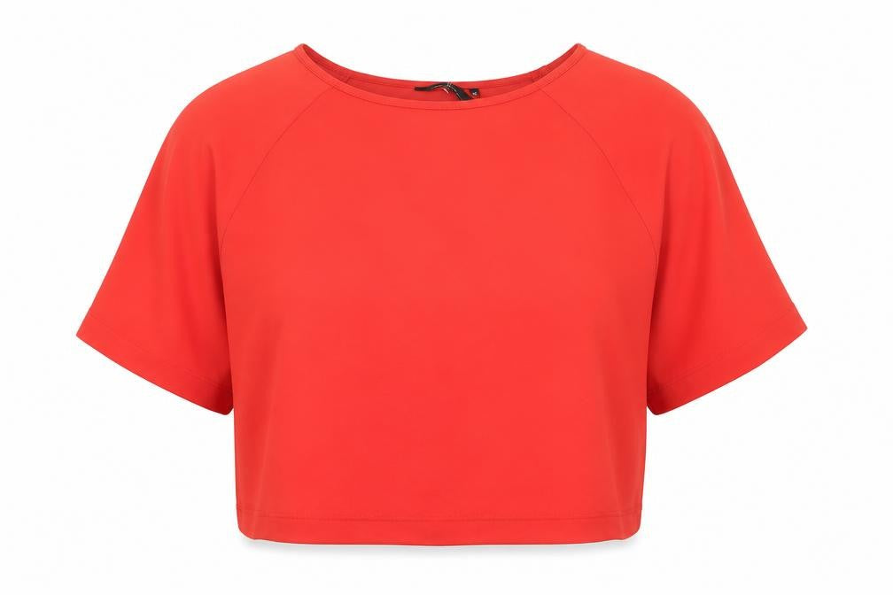New Look Womens Orange Polyester Cropped Blouse Size 16 Round Neck