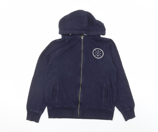 Earth Positive Womens Blue Cotton Full Zip Hoodie Size S Zip