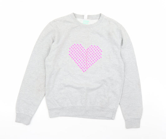 Neon Marl Womens Grey Cotton Pullover Sweatshirt Size XS Pullover - Heart Graphic