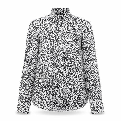 Marks & Spencer Womens Black Animal Print Cotton Basic Button-Up Size 8 Collared - Leopard Pattern