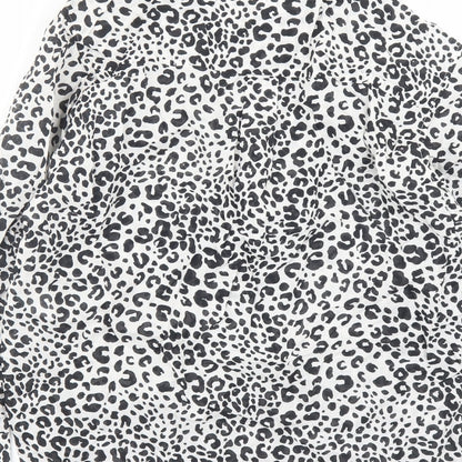Marks & Spencer Womens Black Animal Print Cotton Basic Button-Up Size 8 Collared - Leopard Pattern