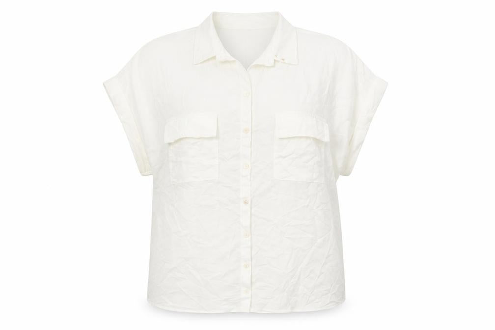 Marks & Spencer Womens White Viscose Basic Button-Up Size 18 Collared