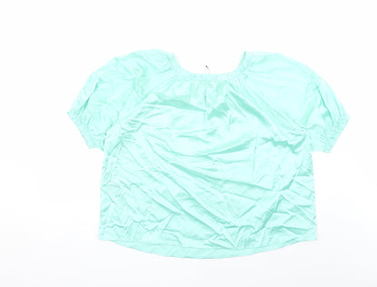 Marks & Spencer Womens Green Polyester Basic Blouse Size 12 Round Neck