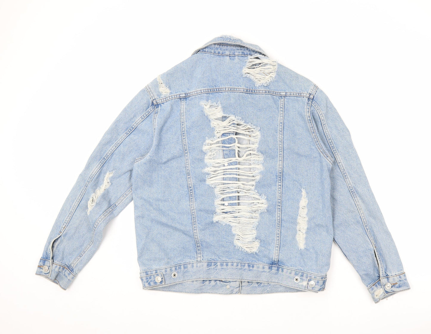 Topshop Womens Blue Jacket Size 8 Button - Distressed