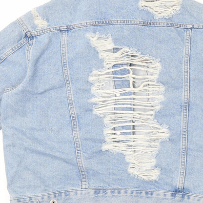 Topshop Womens Blue Jacket Size 8 Button - Distressed