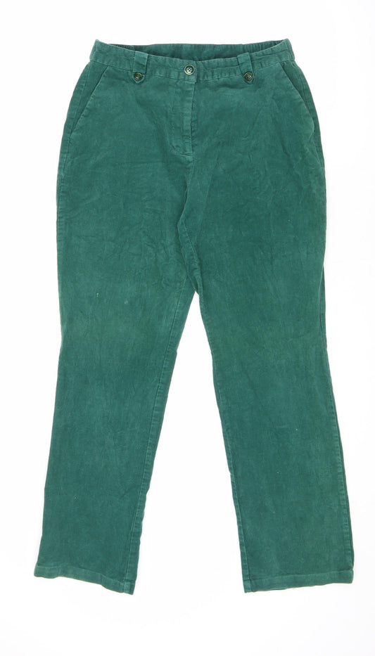 Damart Womens Green Cotton Trousers Size 27 in L28 in Regular Zip