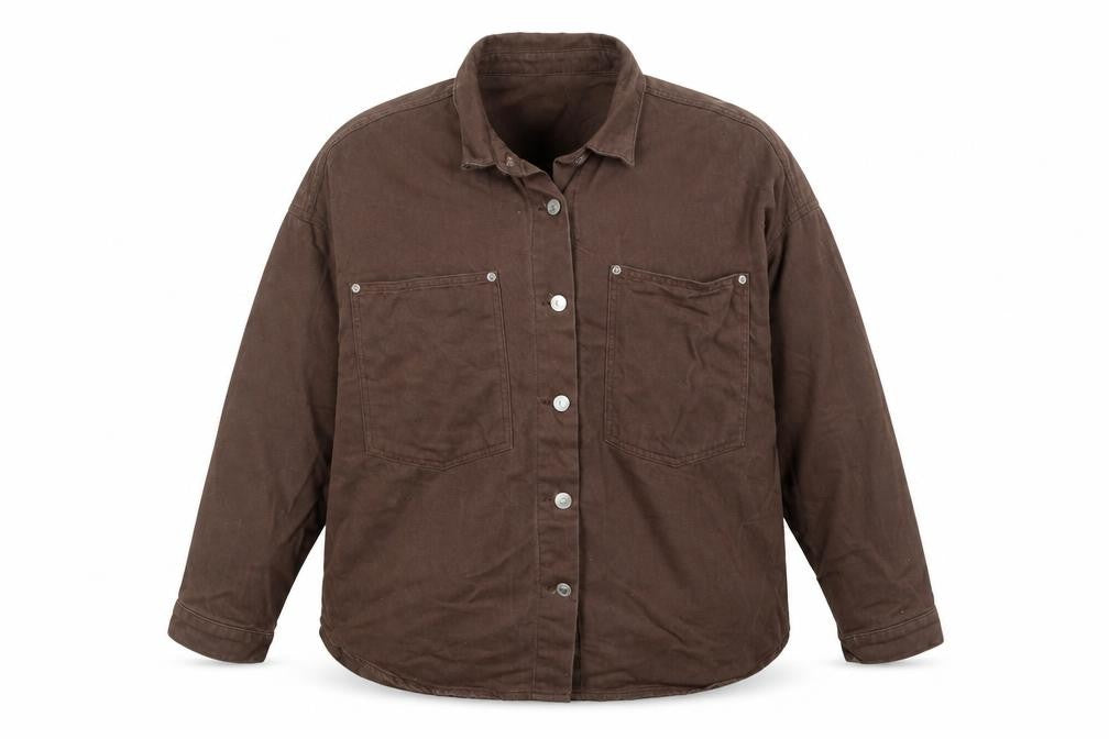 New Look Womens Brown Jacket Size 14 Button - Distressed Hem