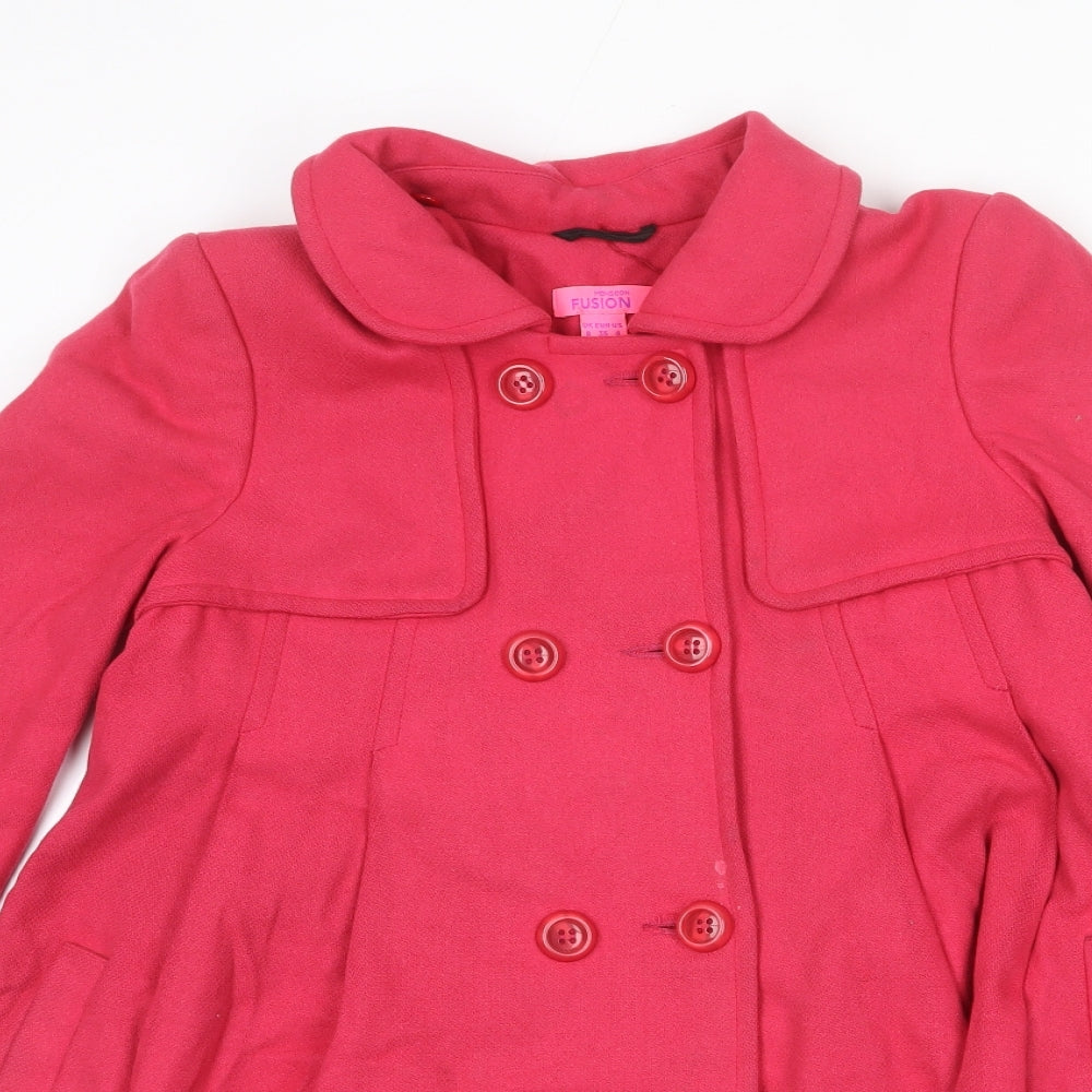 Monsoon Womens Pink Overcoat Coat Size 8 Button - Flare Bottom