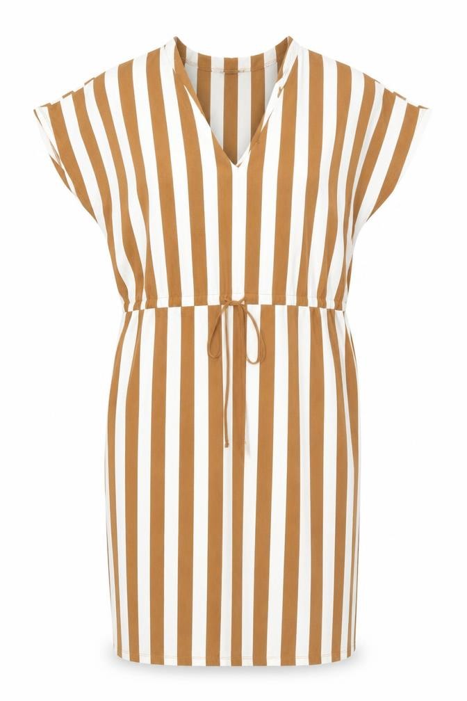Zara Womens Brown Striped Polyester Sheath Size S V-Neck Pullover