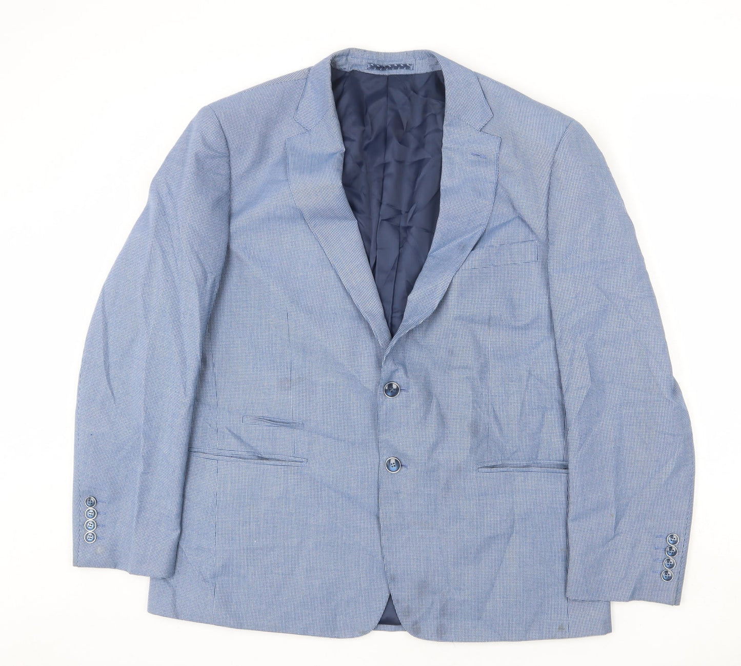 Skopes Mens Blue Geometric Polyester Jacket Blazer Size 44 Regular