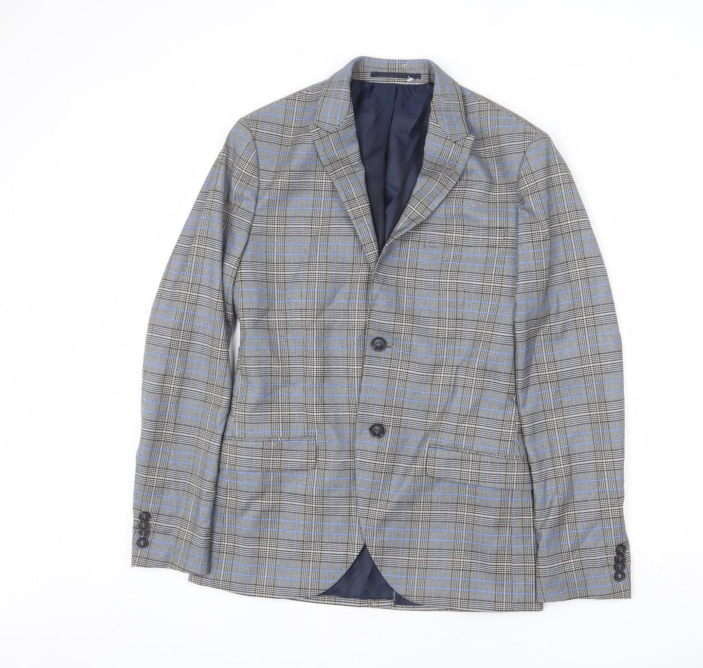 Topman Mens Multicoloured Plaid Polyester Jacket Blazer Size 34 Regular