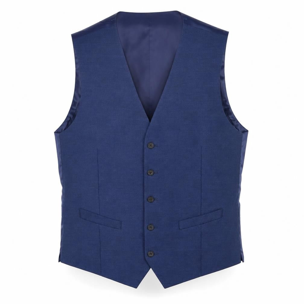 Marks & Spencer Mens Blue Polyester Jacket Suit Waistcoat Size 42 Regular