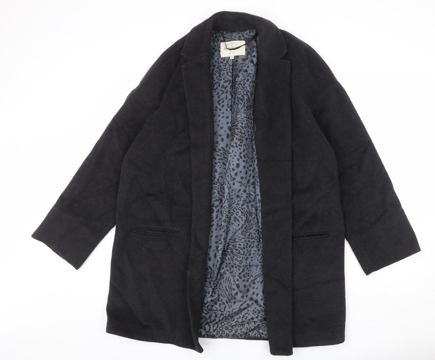 River Island Womens Grey Overcoat Coat Size 14