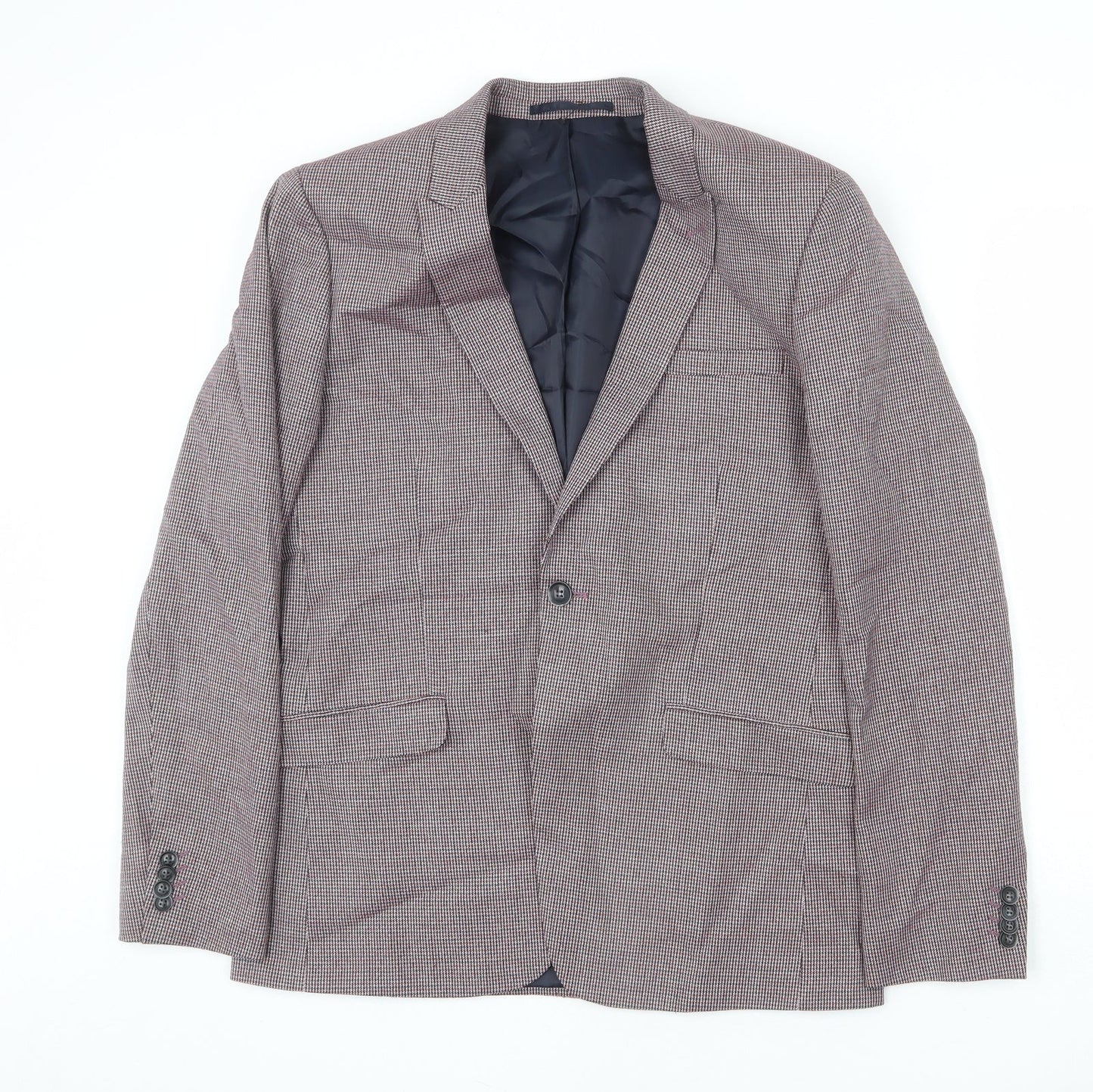 Topman Mens Multicoloured Houndstooth Polyester Jacket Blazer Size 42 Regular