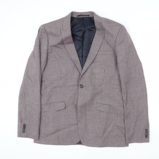 Topman Mens Multicoloured Houndstooth Polyester Jacket Blazer Size 42 Regular
