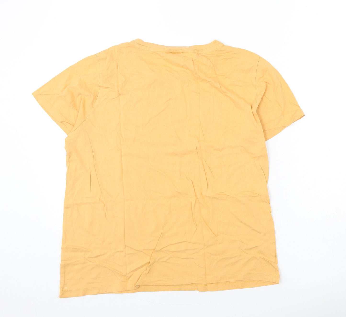 H&M Womens Orange Cotton Basic T-Shirt Size M Round Neck - Los Angeles, Palm Tree