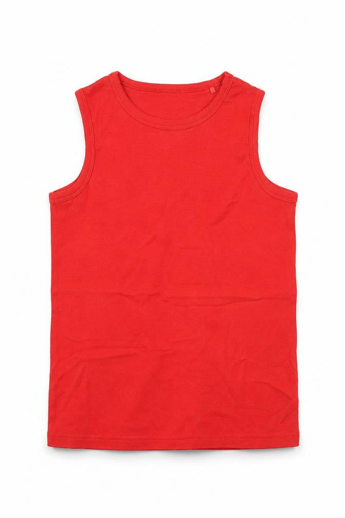 NEXT Girls Red 100% Cotton Basic Tank Size 7-8 Years Round Neck Pullover