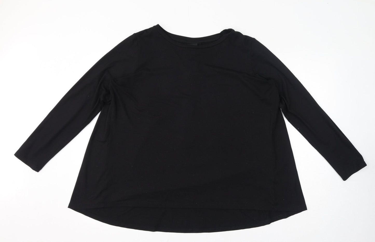 Bobeau Womens Black Polyester Basic Blouse Size L Round Neck