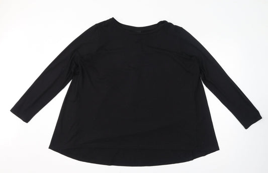 Bobeau Womens Black Polyester Basic Blouse Size L Round Neck