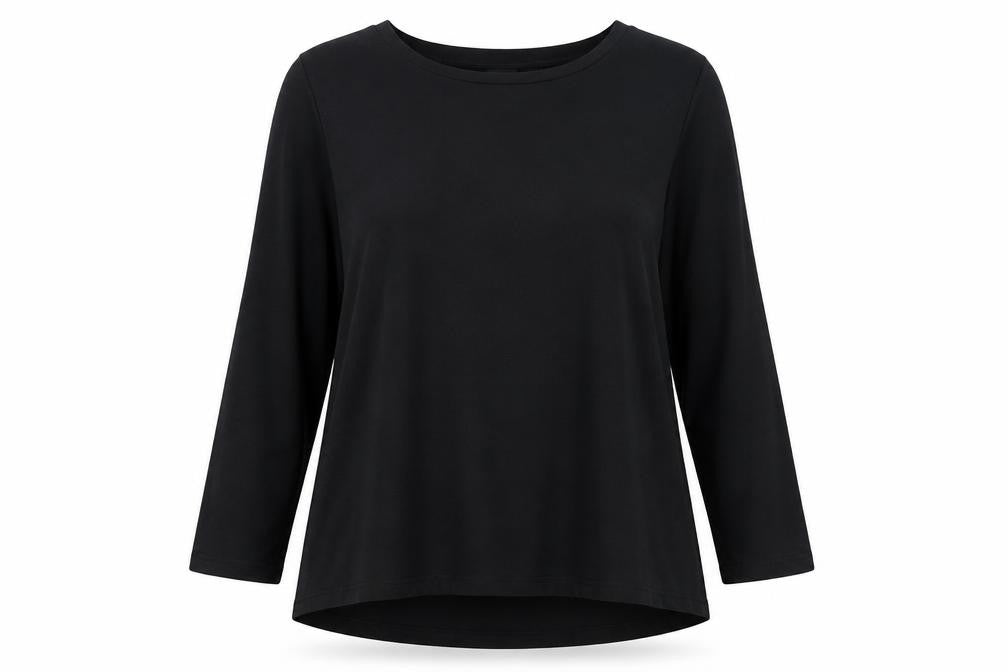 Bobeau Womens Black Polyester Basic Blouse Size L Round Neck