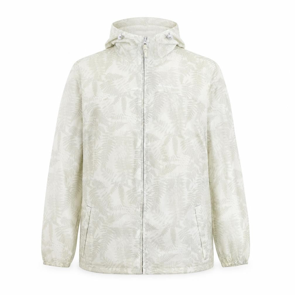 Quechua Womens Beige Geometric Rain Coat Coat Size S Zip - Leaf Print
