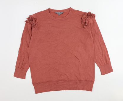 Additional front view of Principles women’s pink round neck viscose jumper, size UK 12