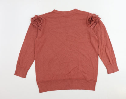 Back view of Principles women’s pink round neck viscose jumper, size UK 12