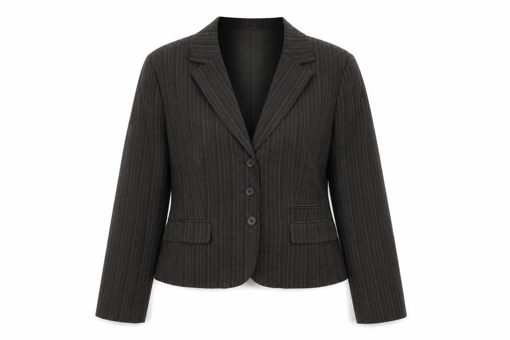 H&M Womens Brown Striped Cotton Jacket Blazer Size 18