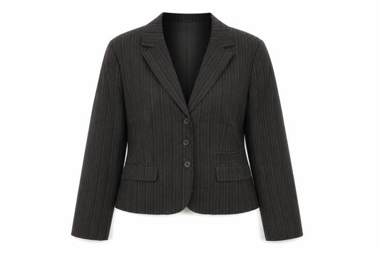 H&M Womens Brown Striped Cotton Jacket Blazer Size 18