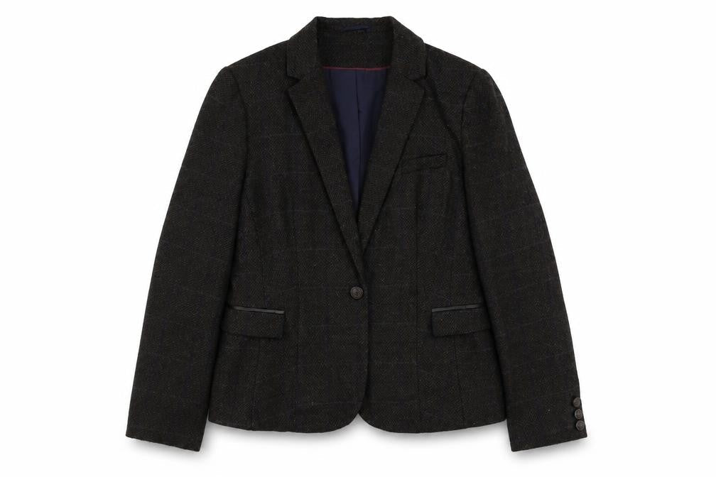 Dunnes Stores Womens Brown Plaid Polyester Jacket Suit Jacket Size 16