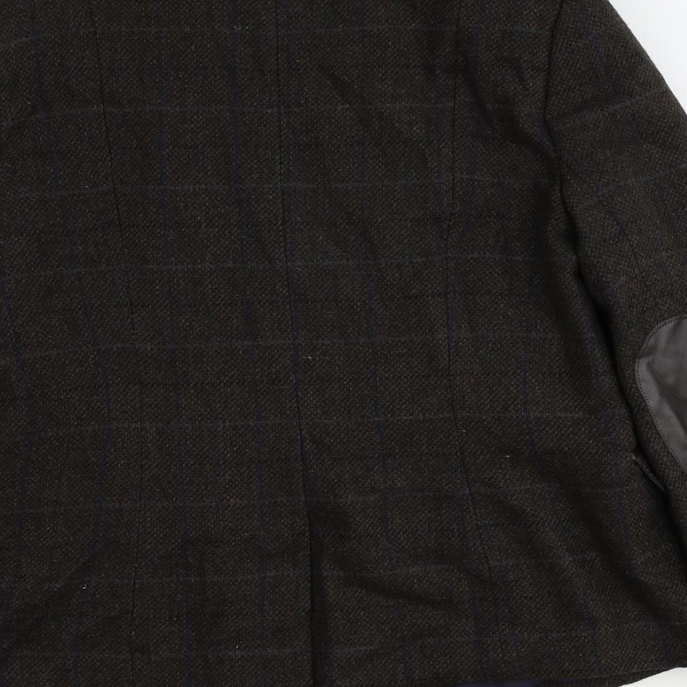Dunnes Stores Womens Brown Plaid Polyester Jacket Suit Jacket Size 16
