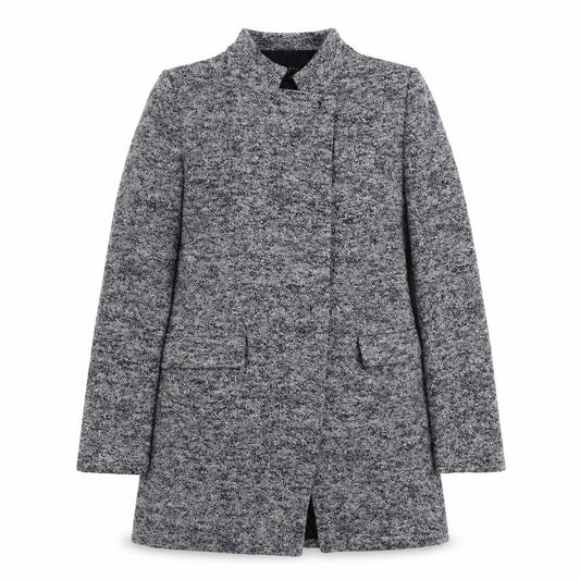 Zara Womens Blue Overcoat Coat Size L Snap