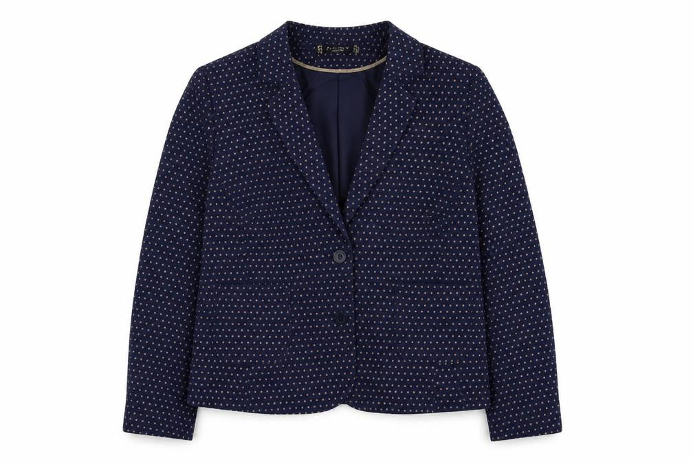 Principles Womens Blue Polka Dot Jacket Blazer Size 18 Button
