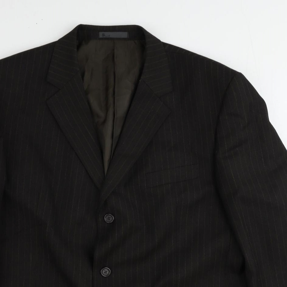 BHS Mens Brown Striped Polyester Jacket Suit Jacket Size 44 Regular