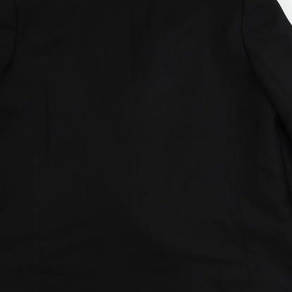 Brand and care label for ASOS women’s black polyester jacket suit jacket, size UK 10